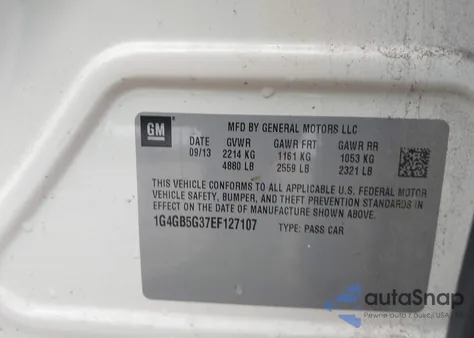 2014 Buick Lacrosse Leather Group z USA, uszkodzony, nr VIN 1G4GB5G37EF127107